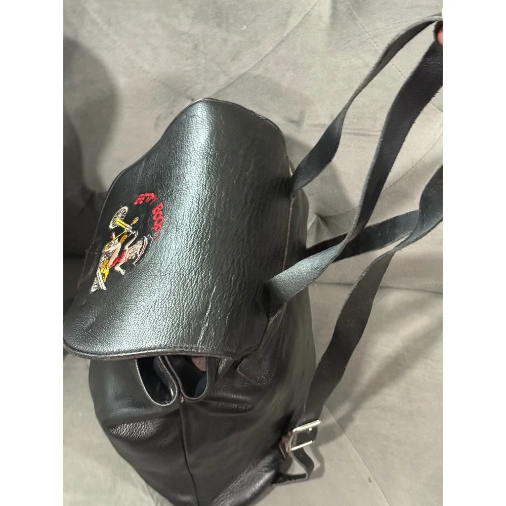 1995 Betty Boop Leather Backpack Cartoon‎ Embroidered Biker Motorcycle
